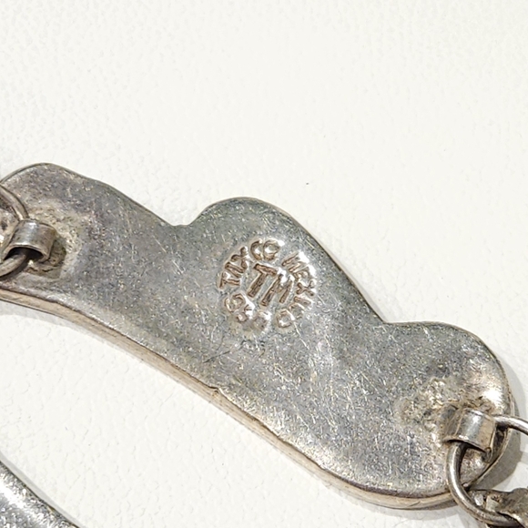 1940s Taxco Mexico Sterling Silver 950 Blue Stone Inlay 3 Piece Demi Parure Set - Picture 12 of 16